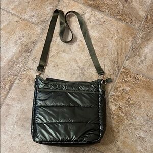 NEW Olive Green Shimmer Quilted Crossbody Bag
